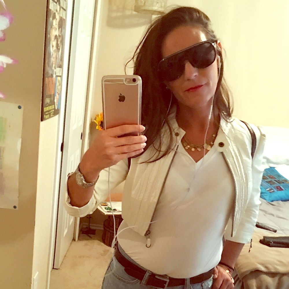White cropped Bebe Leather Jacket *Not for Sale*